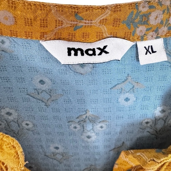 Max Yellow and Blue peasant Top size XL cottagecore boho - Picture 4 of 10